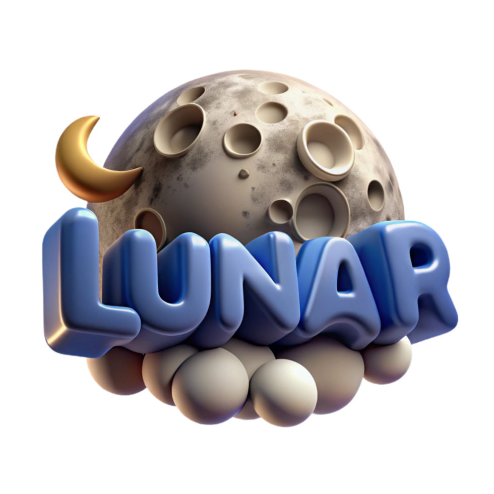 serene minimalist Lunar Landscape 3D Moon and Clouds premium png
