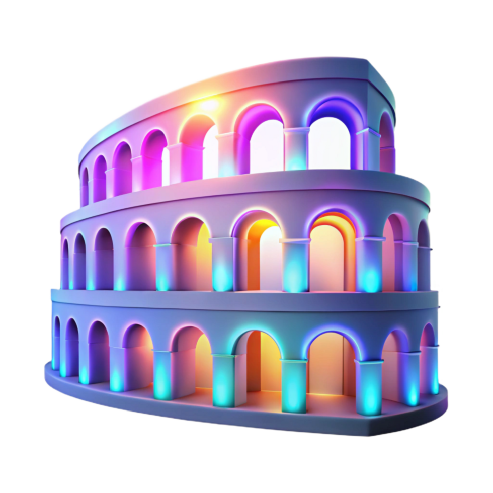 magnificent rustic Neon Amphitheater Illuminated Arches Architectural Design original png