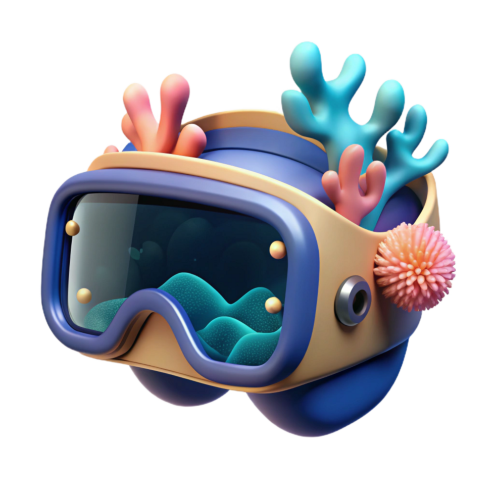 stunning classic Undersea Diving Goggles 3D Render of Ocean Exploration professional png