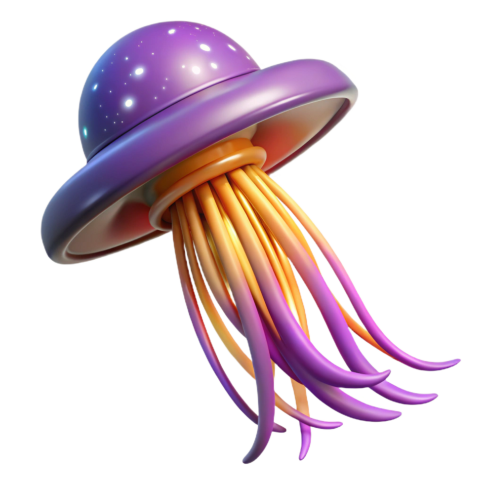 elegant classic 3D Render of a Colorful Jellyfish genuine png