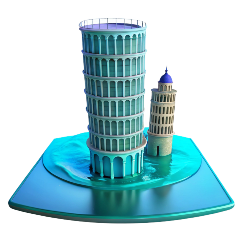 elegant creative Towers Submerged A 3D Render of Rising Waters high quality png