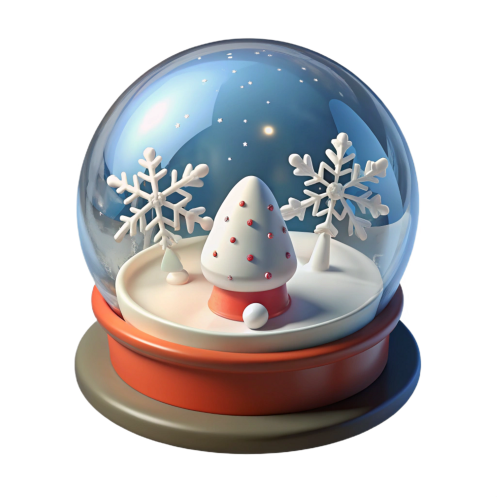 wonderful creative Winter Holiday Snow Globe with Christmas Tree high resolution png