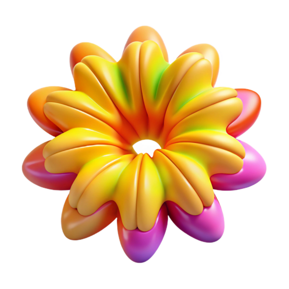 Abstract Colorful Flower 3D Render png