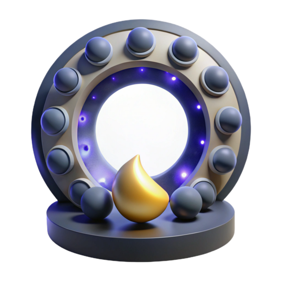 Glowing Orb with Golden Drop Abstract 3D Render png