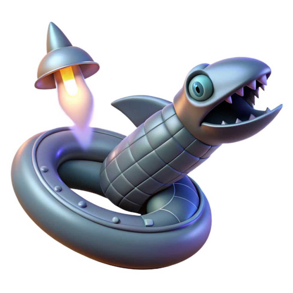 wonderful creative Shark Robot in Inflatable Ring with Light genuine png