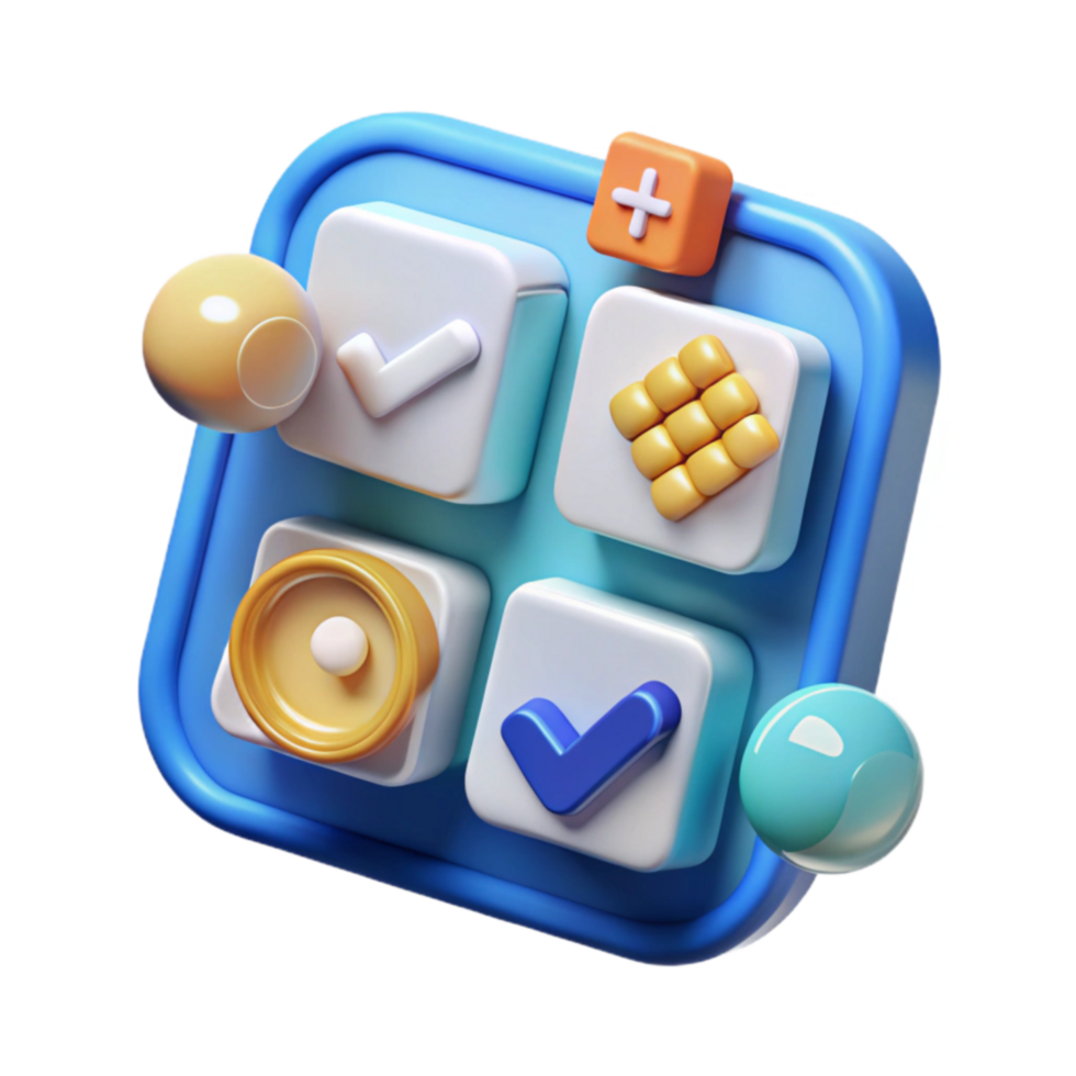 impressive abstract Mobile App Interface User-Friendly Design with Checkmarks, Plus Button, and Audio Icon genuine png