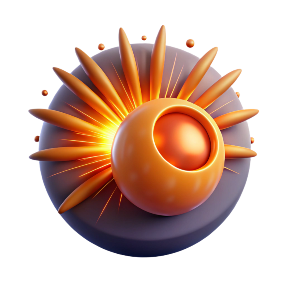 stunning classic Abstract 3D Orange Sphere with Rays high resolution png