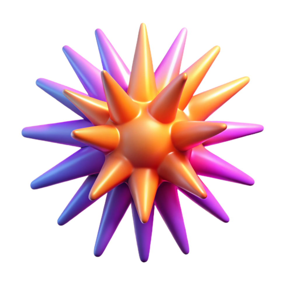 Abstract 3D Spiky Orb Gradient Colors, Geometric Design png