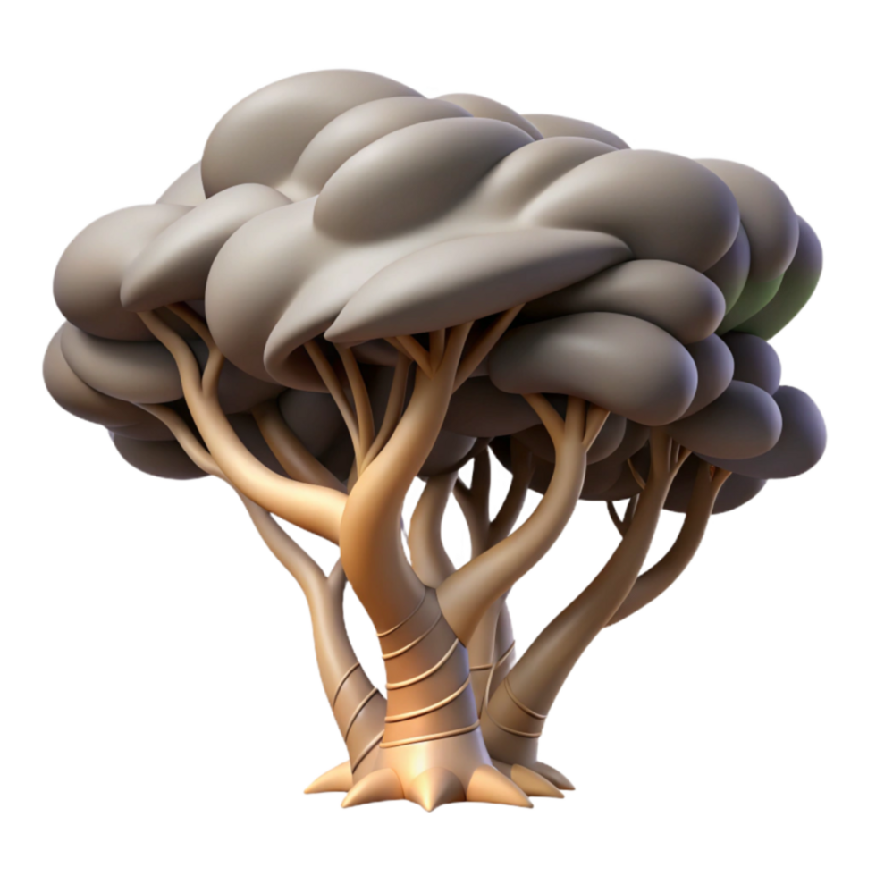 Abstract Stylized Tree 3D Render of Fantasy Foliage png