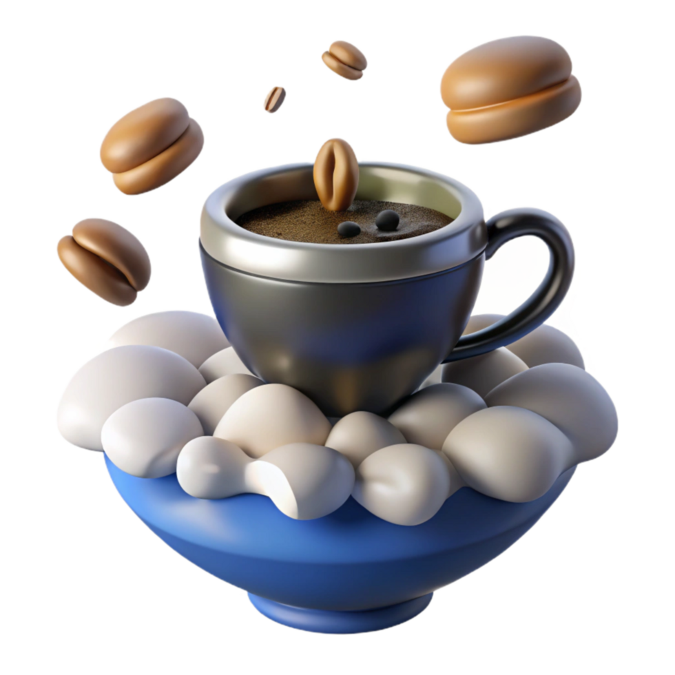 Coffee Cup on Clouds A Whimsical 3D Render png