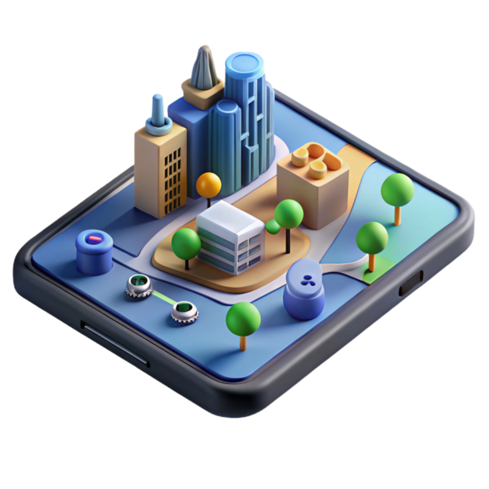 elegant contemporary Smart City Simulation 3D Urban Model on Mobile exclusive png