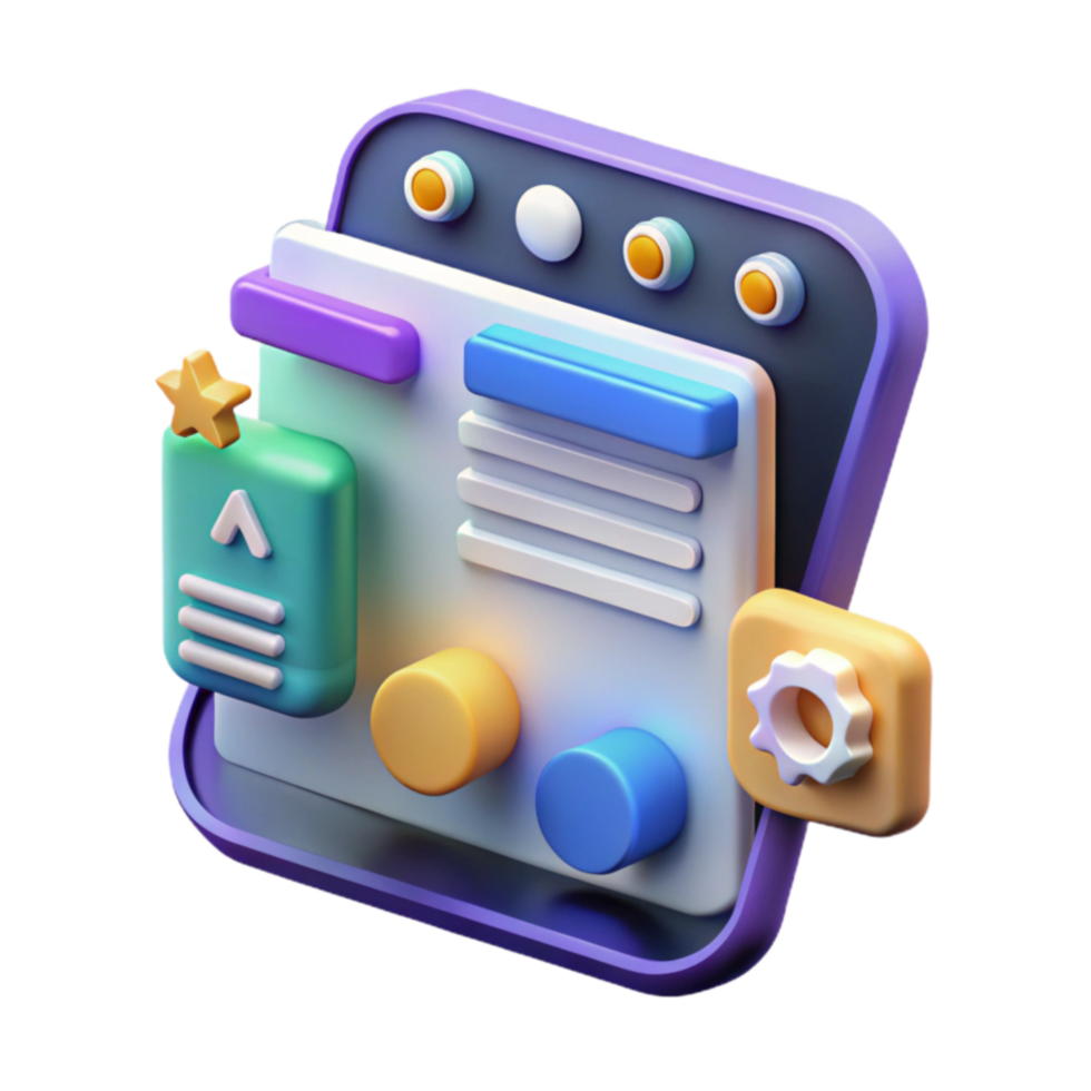 vibrant rustic User Interface Design Mobile App Development with 3D Elements premium png
