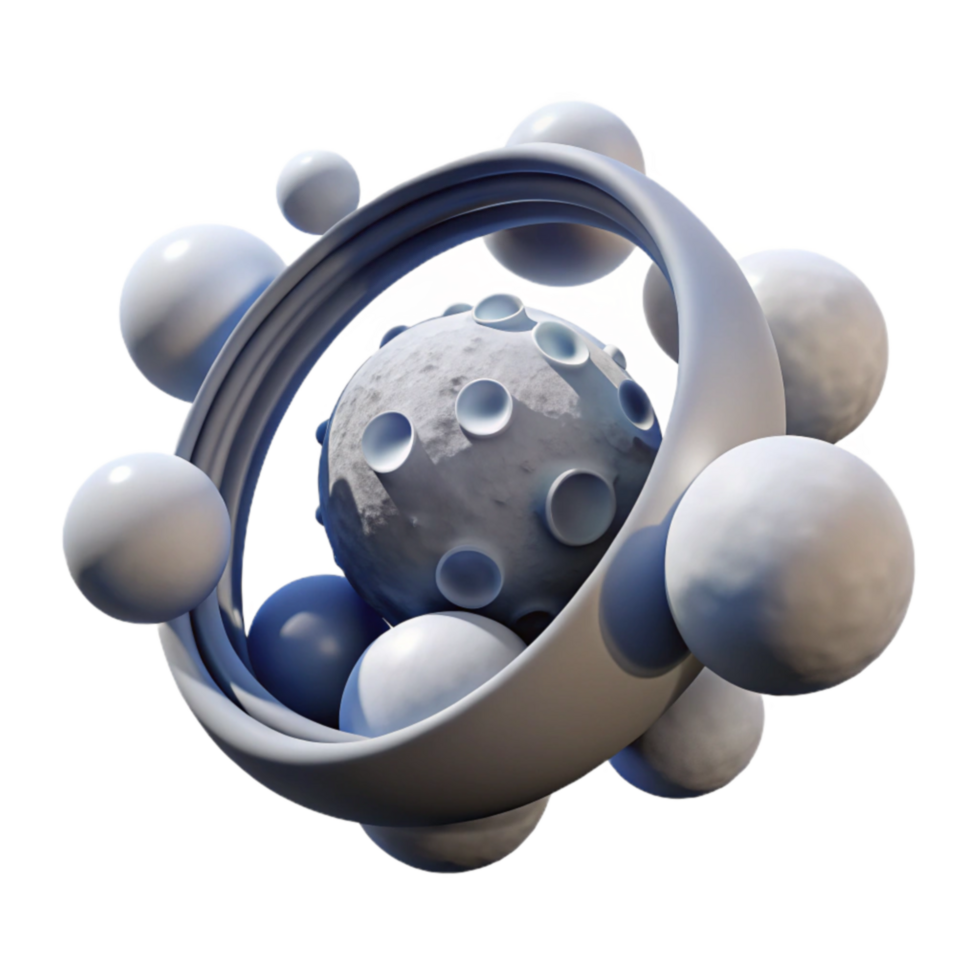 Abstract 3D Render Sphere Cluster in Orbit png