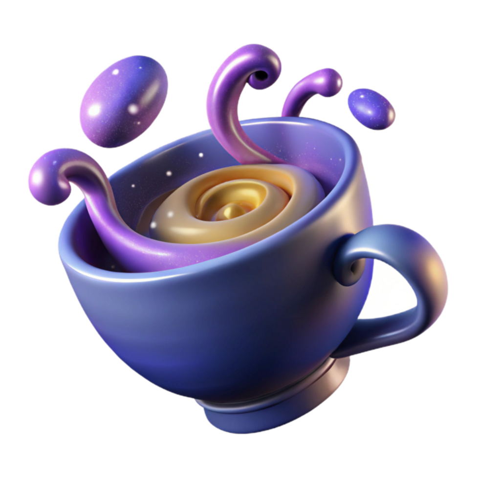 stunning minimalist Cosmic Swirl 3D Render of a Magical Drink original png