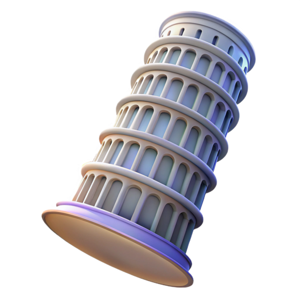 Leaning Tower Architectural Model, 3D Render png