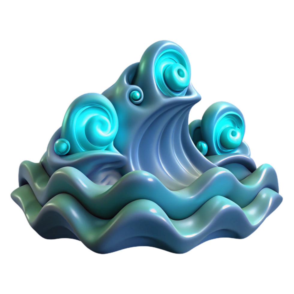 impressive rustic Abstract 3D Wave Sculpture with Glowing Swirls genuine png