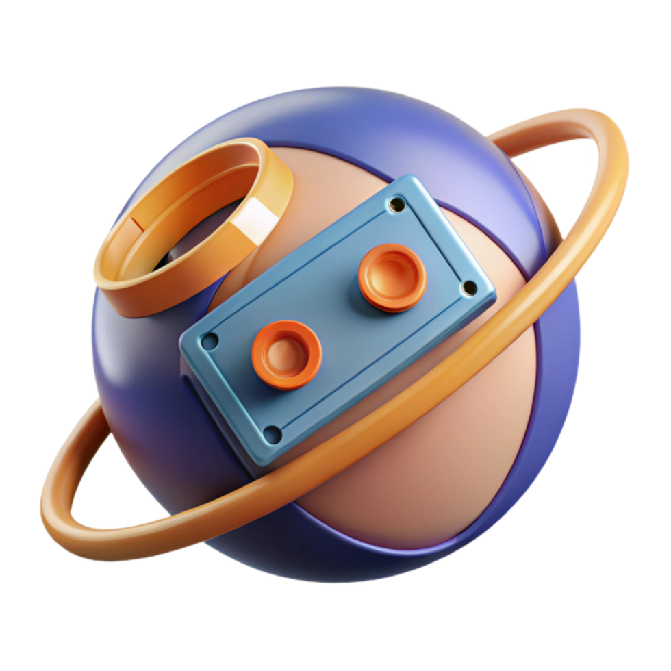 impressive rustic Abstract Sphere with Rings and Buttons 3D Render authentic png