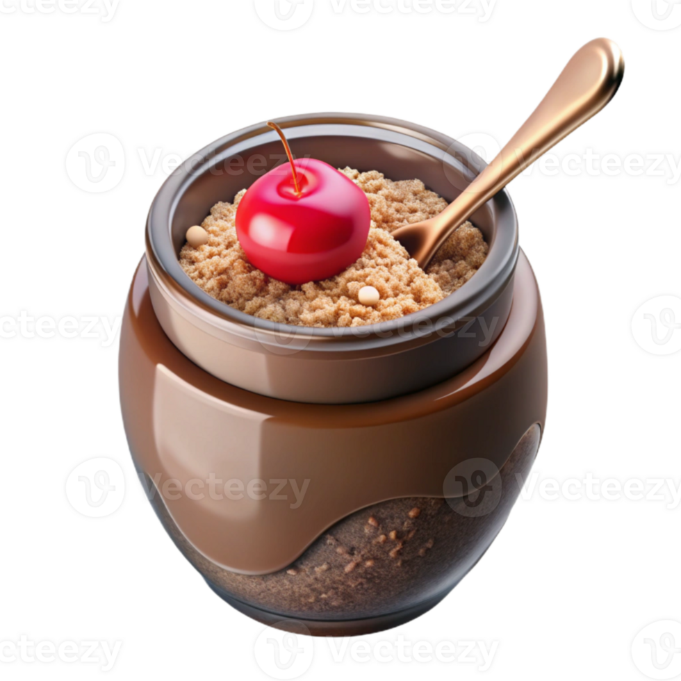 Chocolate Dessert with Cherry and Crumble Topping png