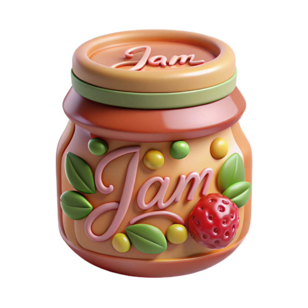dramatic vintage Delightful Strawberry Jam Jar 3D Render 4K png
