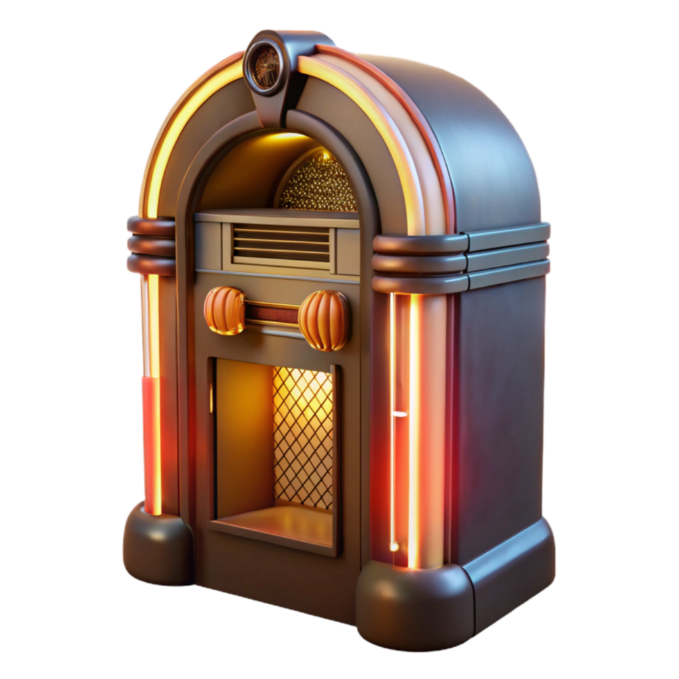 stunning classic Vintage Jukebox Retro Music Player with Illuminated Design high quality png
