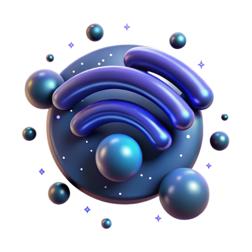 3D Wifi Symbol Abstract Network Connectivity png