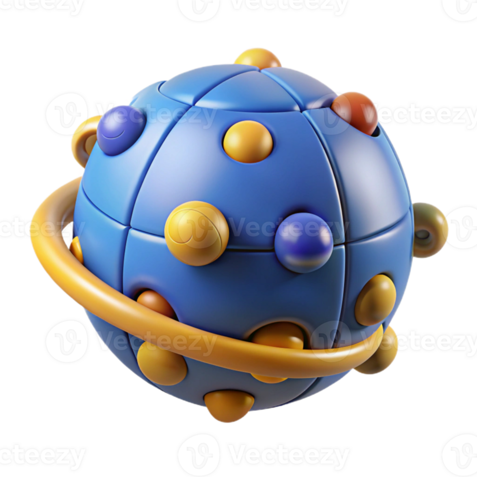 Abstract 3D Planetary Puzzle with Colorful Spheres png