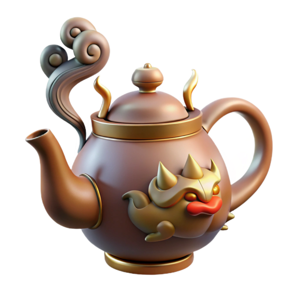 magnificent modern Ornate Teapot with Mythical Creature Design high resolution png
