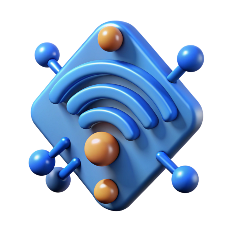 3D Wireless Network Icon Connectivity, Signal, Technology, Communication, Internet, Data, Digital, Wi-Fi, Broadcast, Network png