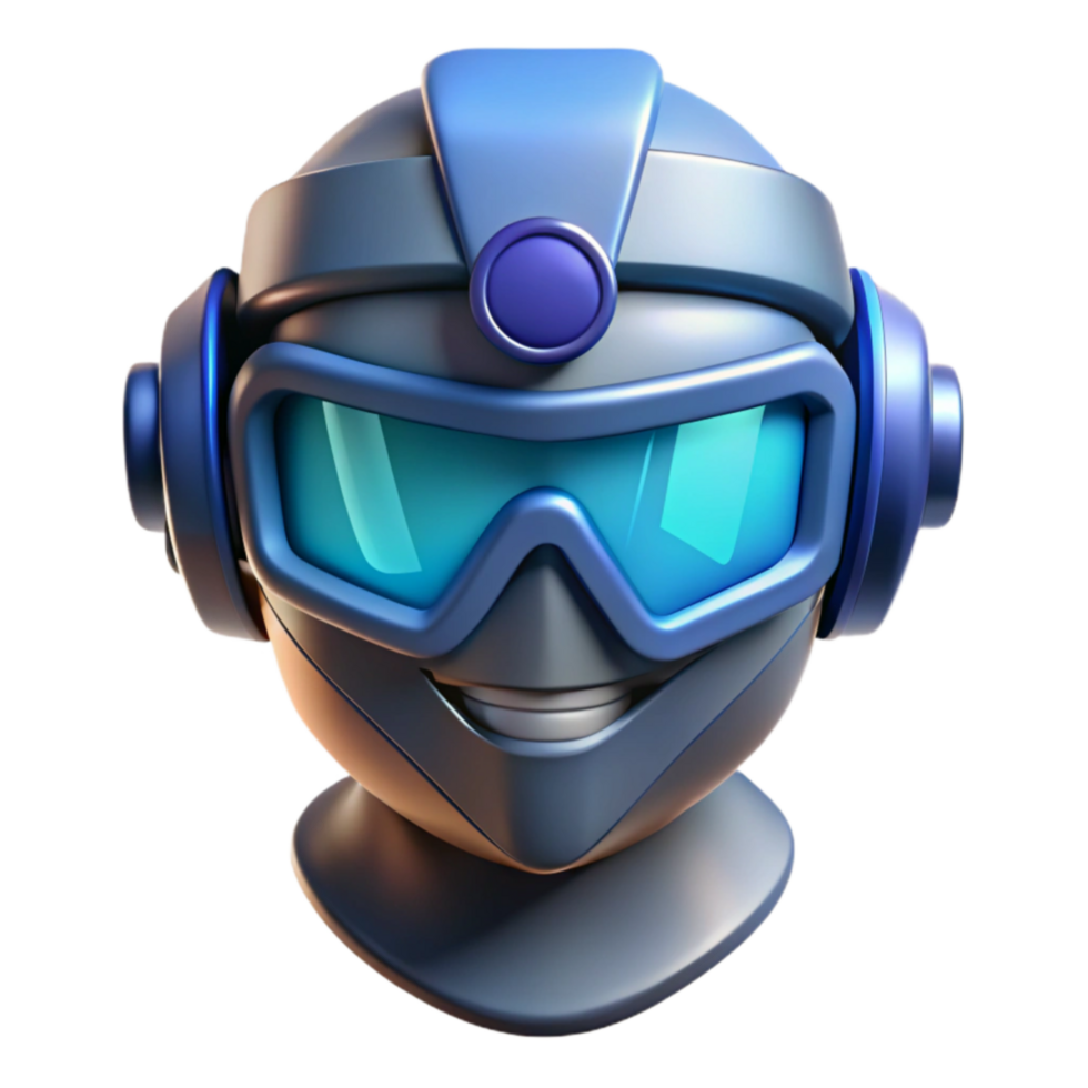 Smiling Futuristic Robot Emoji 3D Render png