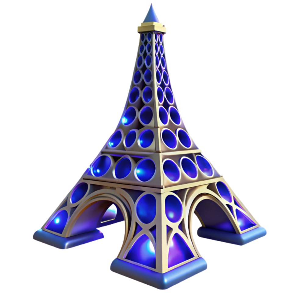 dramatic artistic Illuminated Tower Model A 3D Render professional png