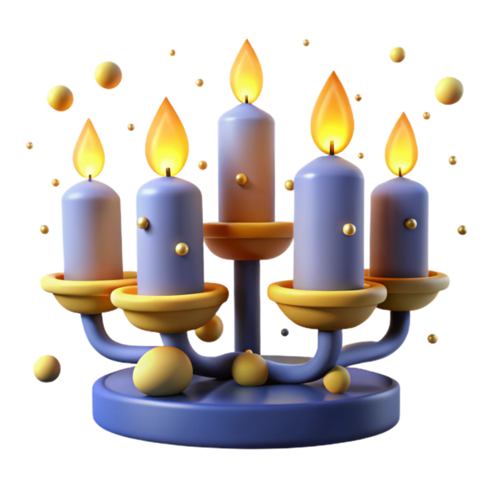 vibrant traditional Five-Candle Candelabra with Floating Lights original png