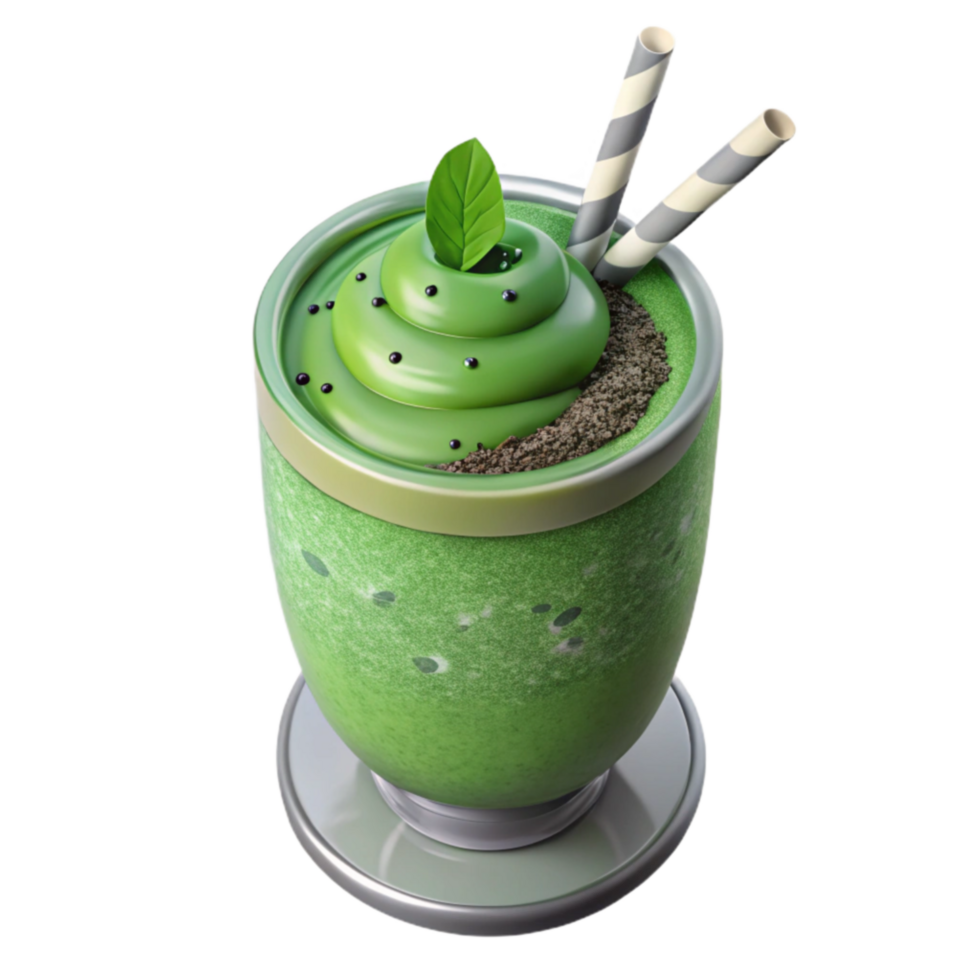 extraordinary modern Refreshing Matcha Smoothie with Whipped Cream 4K png