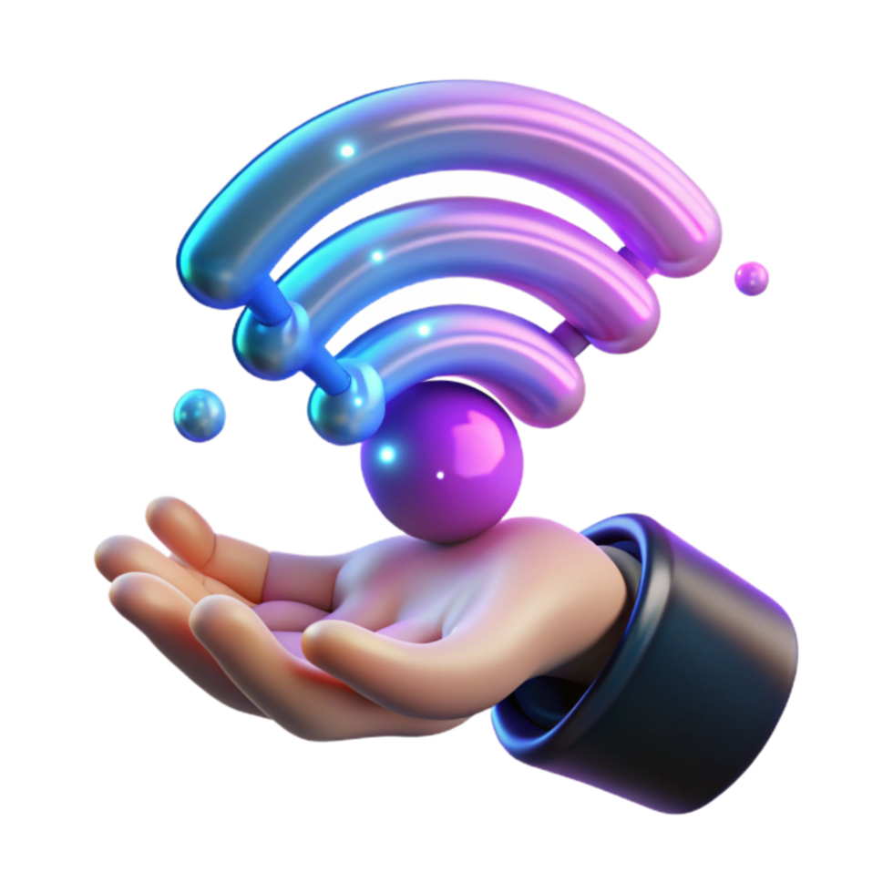stunning classic Hand Holding Wireless Signal 3D Render of Connectivity exclusive png