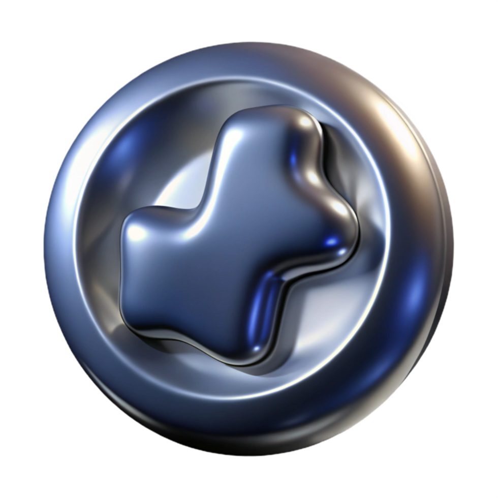 serene modern Metallic Star Icon 3D Render of a Shiny Star Button high quality png