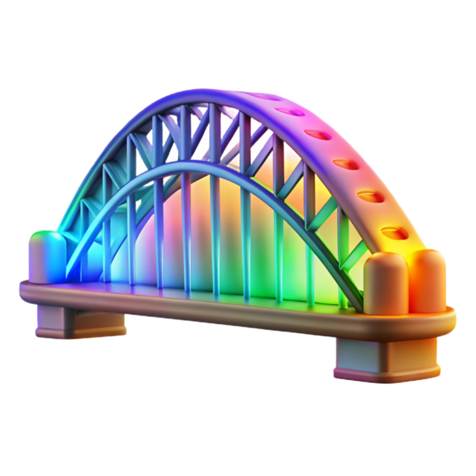 Rainbow Arch Bridge 3D Model, Illuminated Structure png