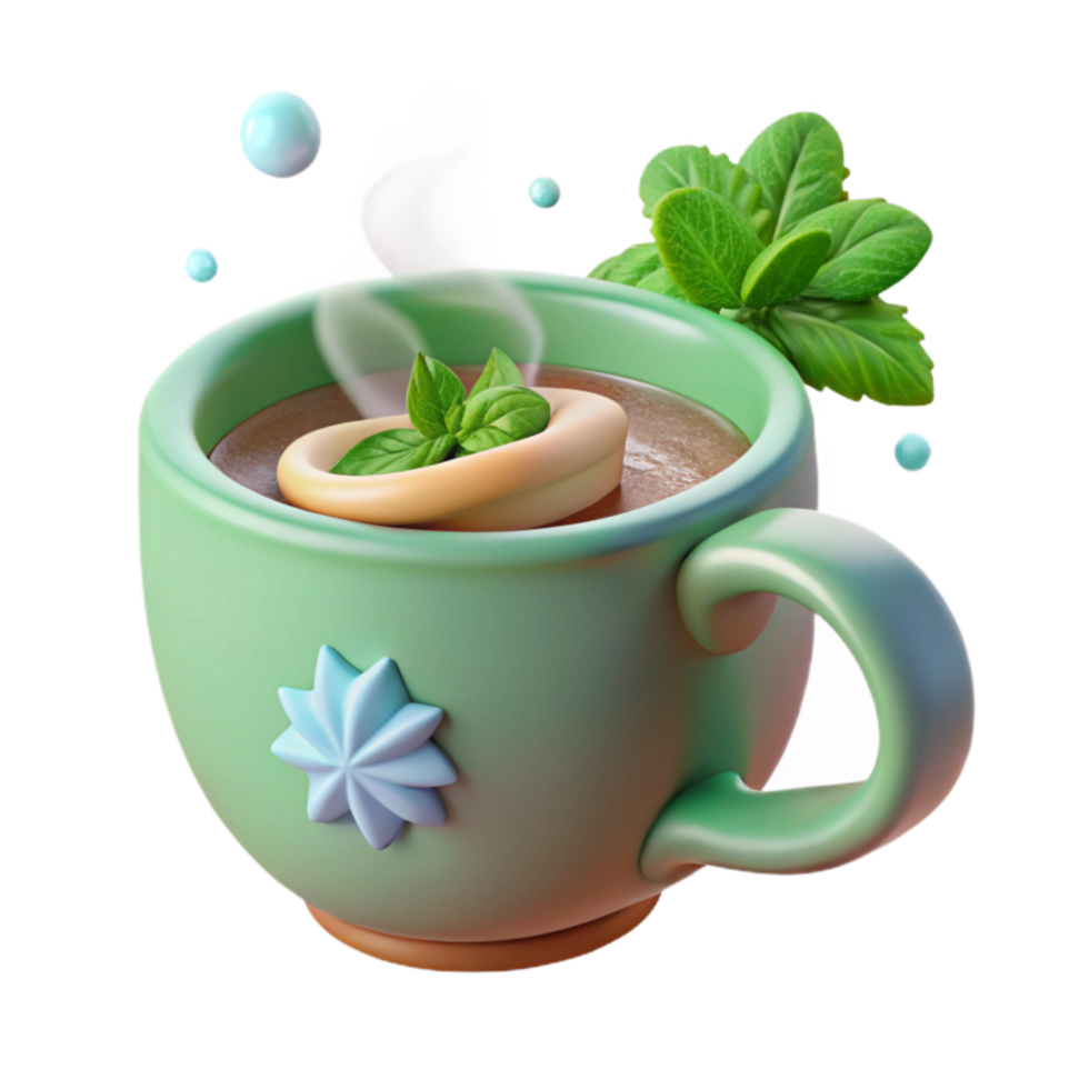 serene abstract Warm Mint Chocolate Beverage in a Cozy Mug high resolution png