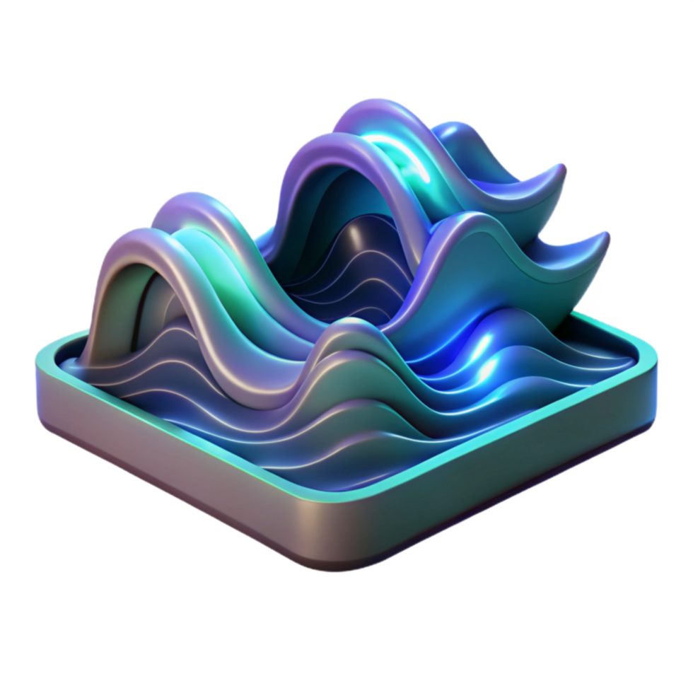 wonderful artistic Abstract 3D Waves Gradient, Teal, Blue, Digital Art authentic png