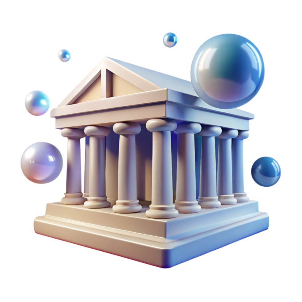 dramatic traditional Classical Architecture, 3D Model, Digital Art, Columns, Temple, Structure, Design, Abstract, Bubbles, Rendering original png