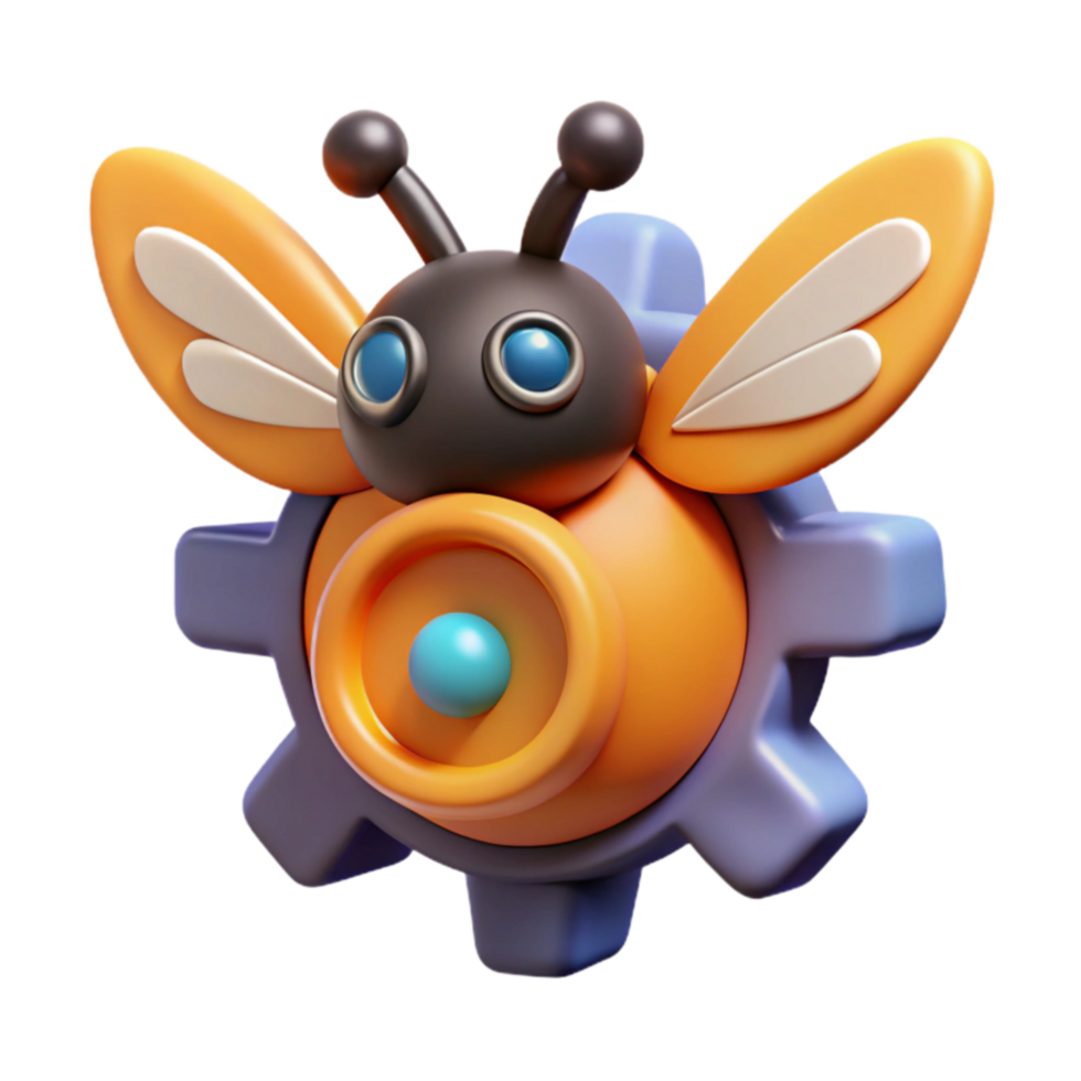 serene artistic 3D Render of a Cute Robotic Bee Gear detailed png