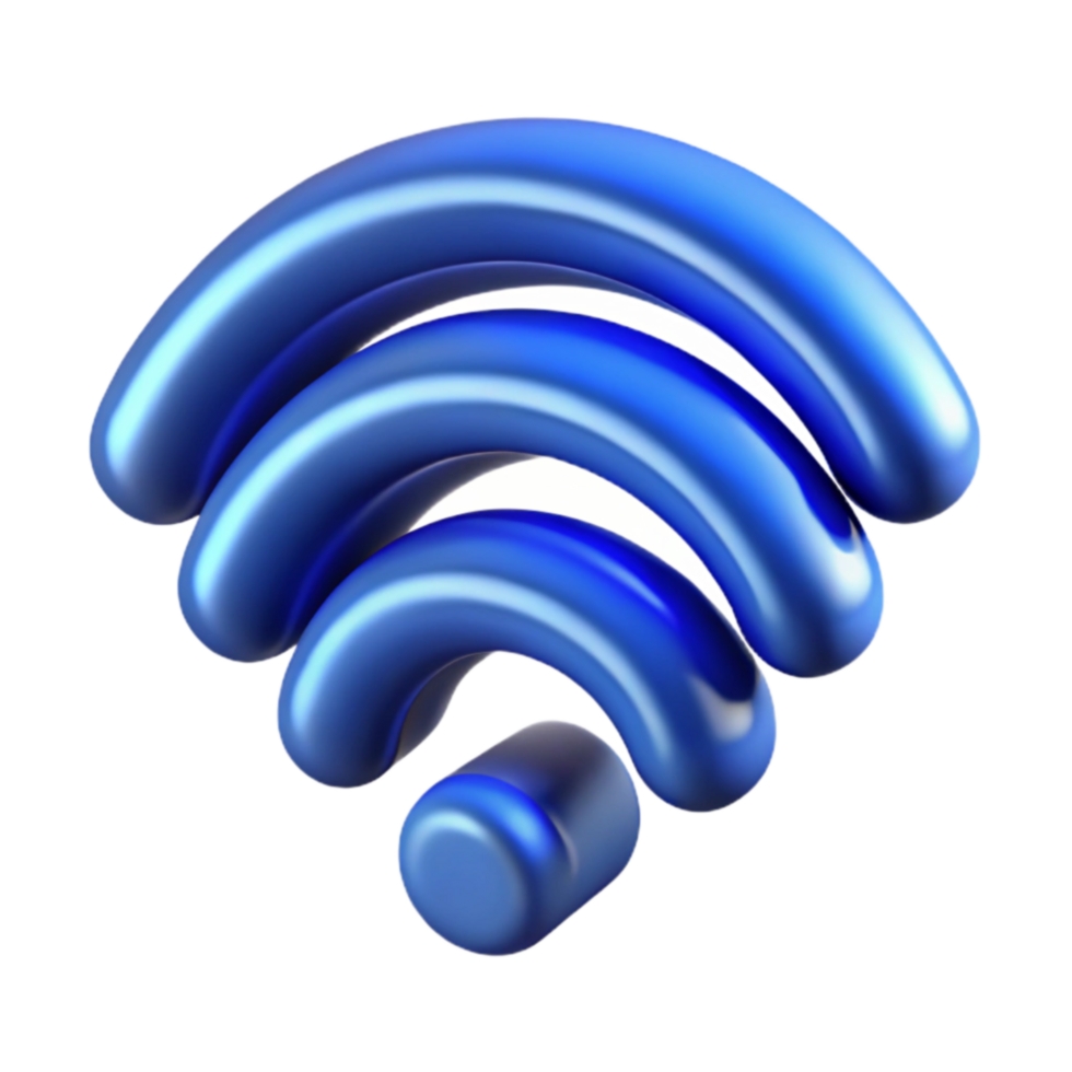 3D Blue Wireless Signal Icon Internet Connectivity png