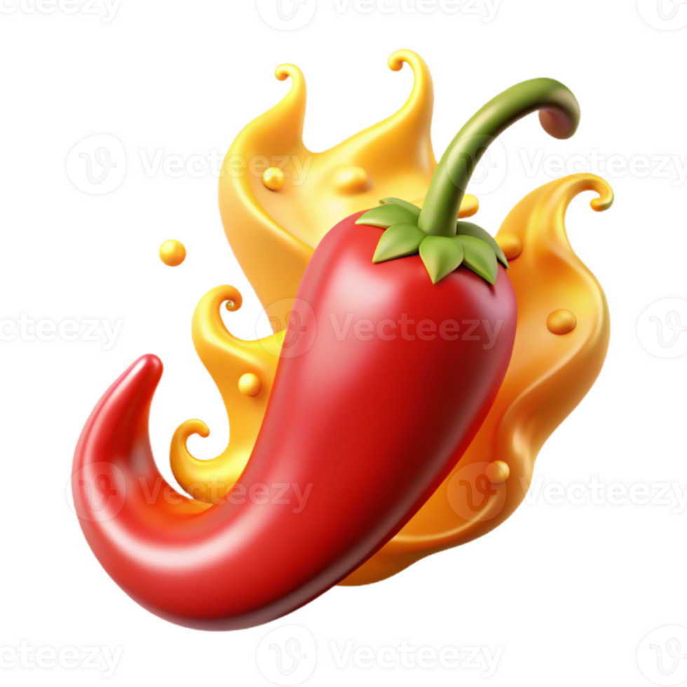 Spicy Red Chili Pepper in Hot Sauce Splash png