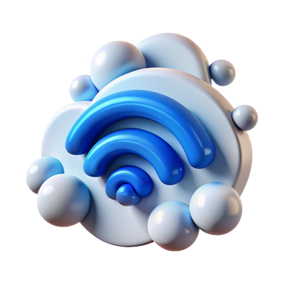 extraordinary classic Wireless Connectivity 3D Render of Wifi Symbol exclusive png