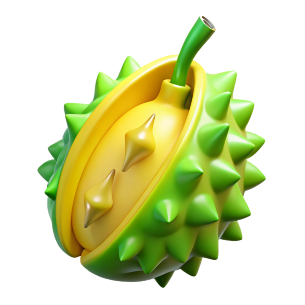 magnificent rustic 3D Render of Spiky Fruit, Yellow Interior, Green Exterior exclusive png