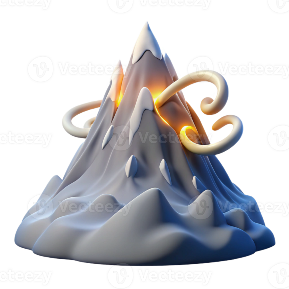 Magical Mountain with Glowing Spirals png