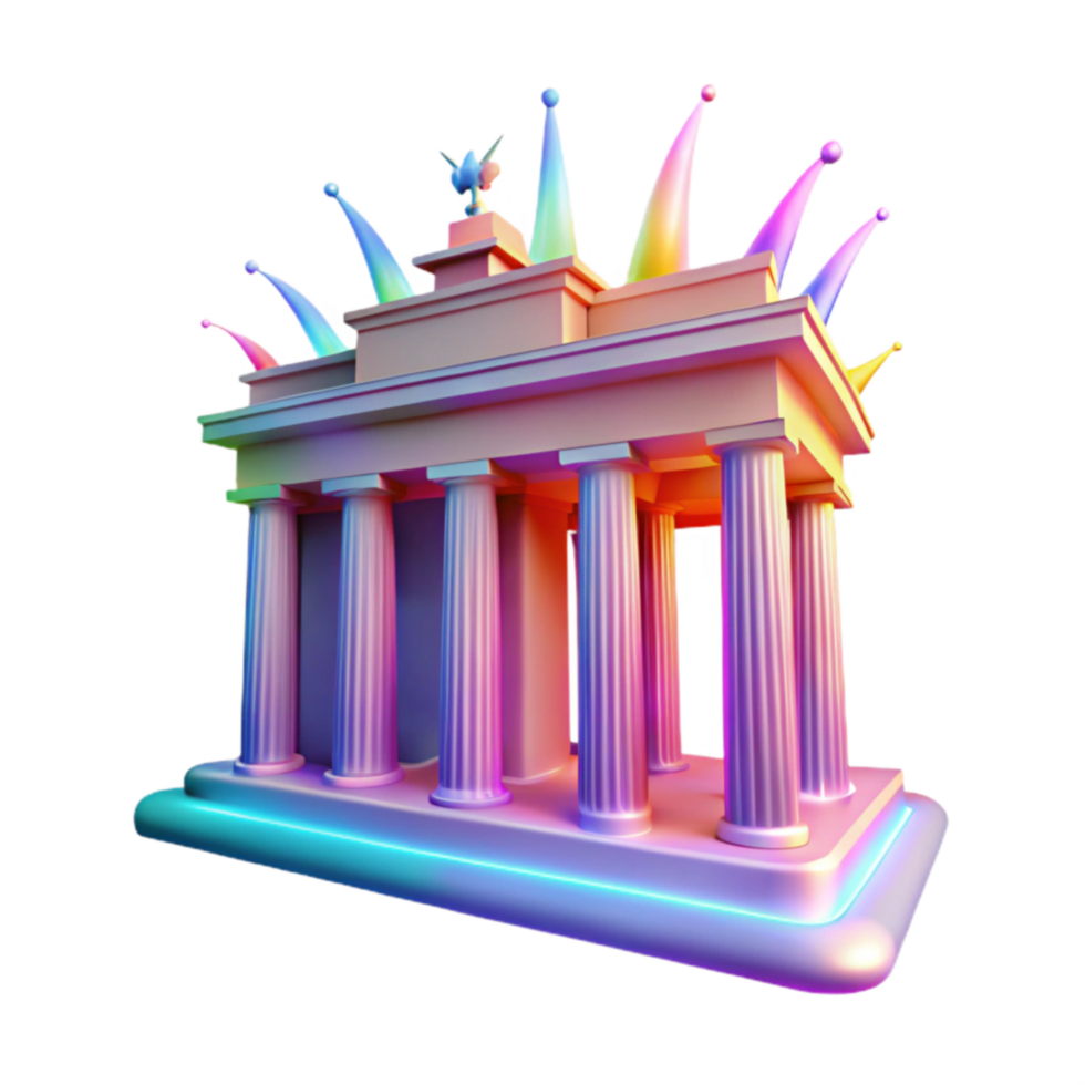 magnificent rustic Neoclassical Architecture Colorful 3D Model of Iconic Gateway original png