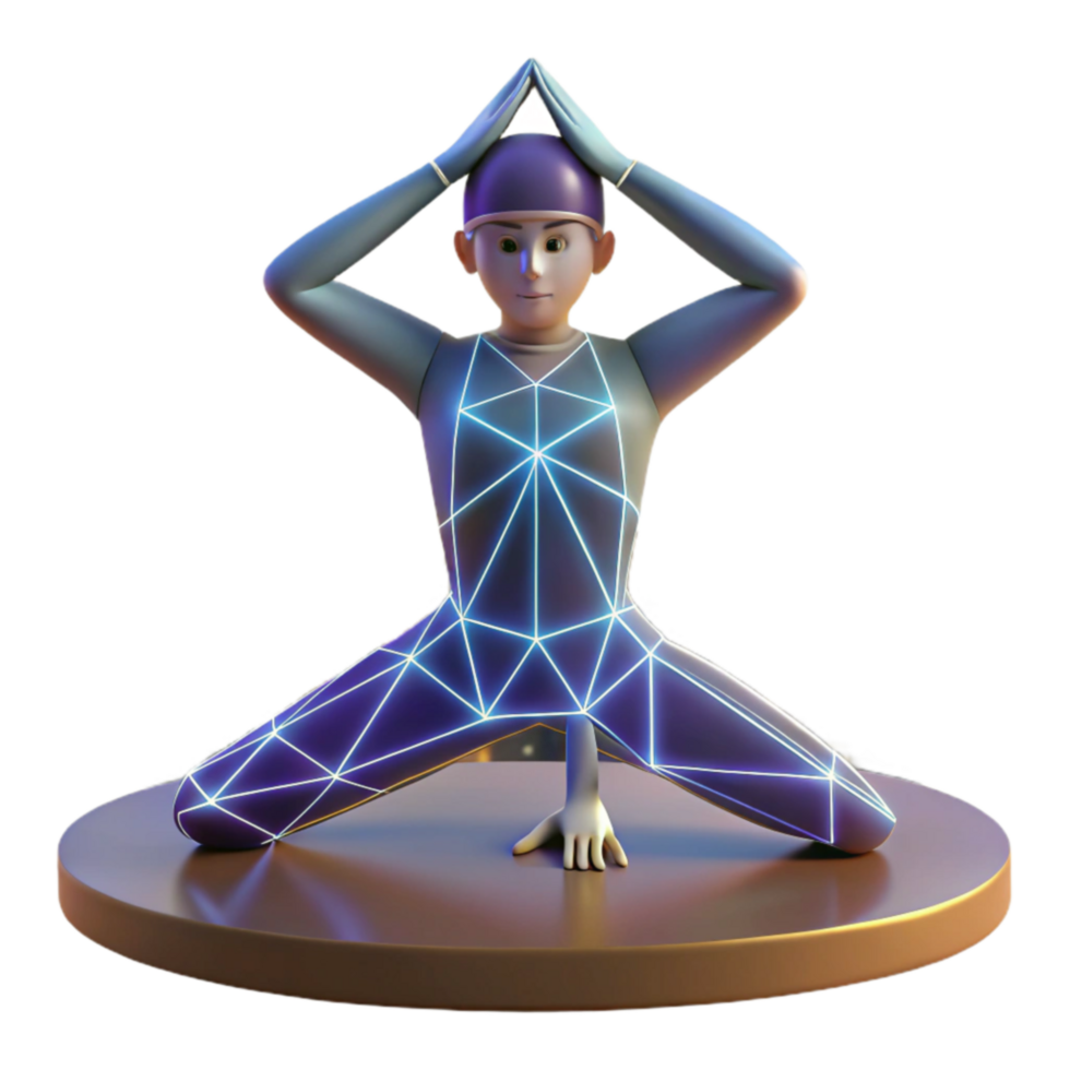 3D Render Glowing Yoga Pose png