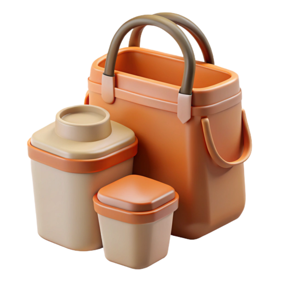 serene creative Portable Food Containers Lunch Bag, Two Containers Set high resolution png