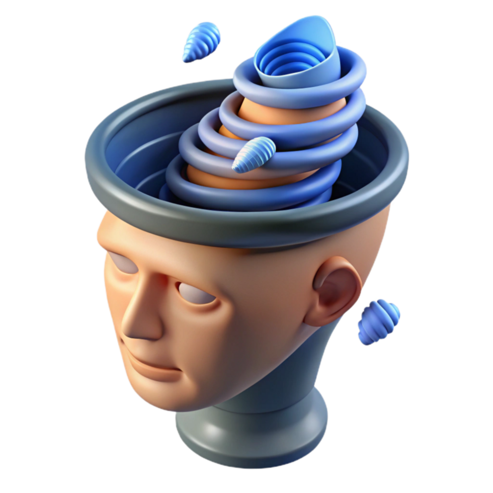 impressive minimalist Abstract Mind Spiraling Thoughts, Inner World, 3D Render original png