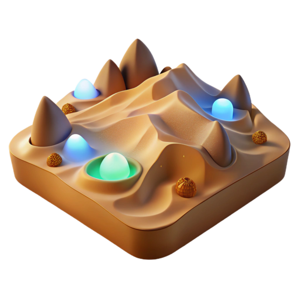 serene classic Desert Oasis 3D Render of Illuminated Sand Dunes professional png