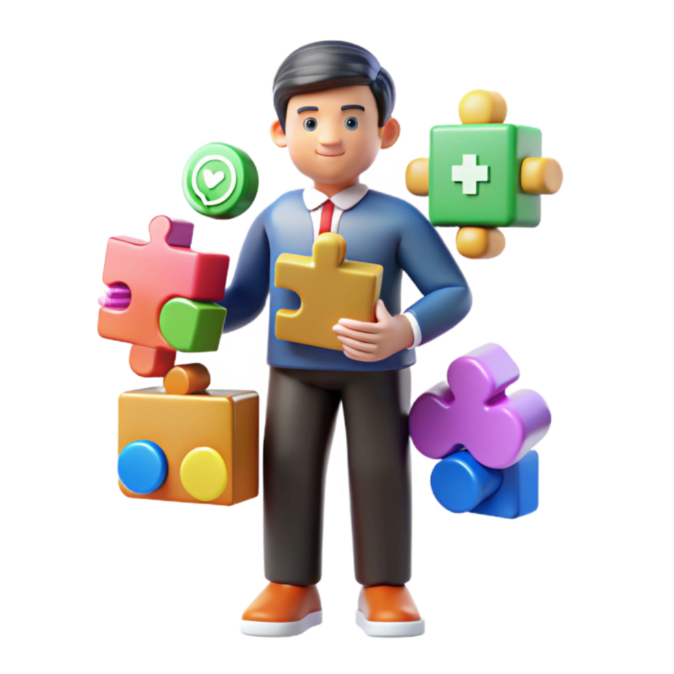 dramatic contemporary Solving Complex Puzzles A 3D Illustration 4K png
